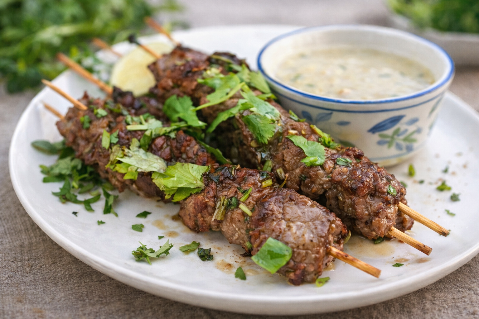 SATAY DE TERNERA CON LECHE DE COCO