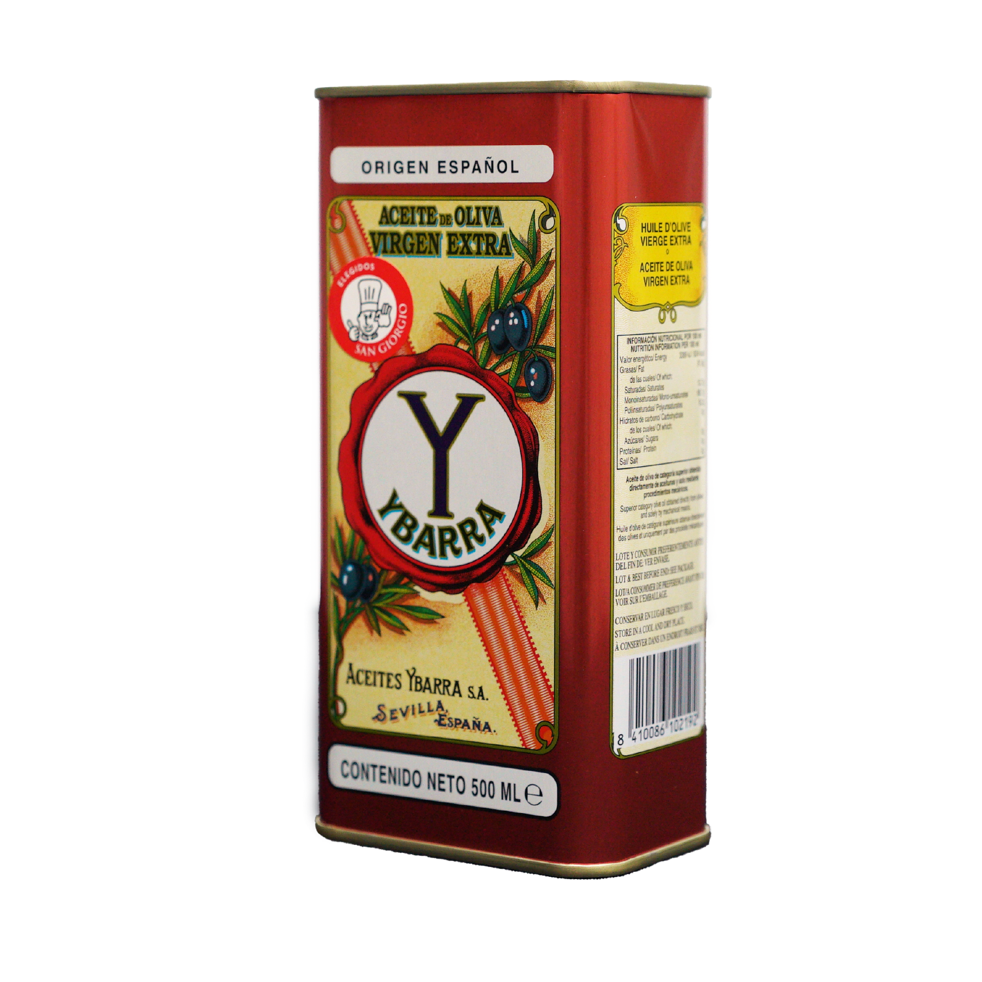 Aceite de oliva español importado en lata Ybarra