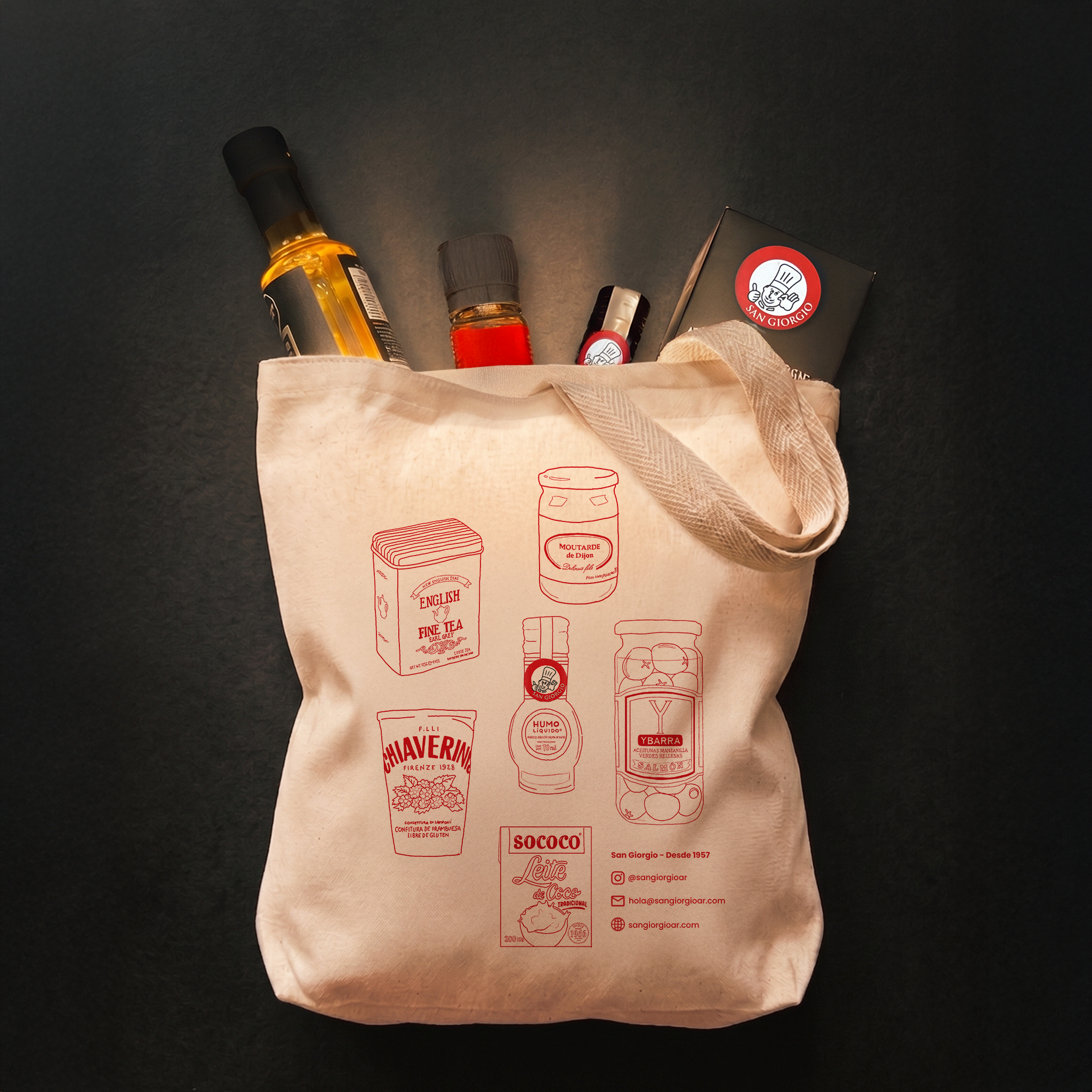 Bolsa tote bag con productos sorpresa San Giorgio