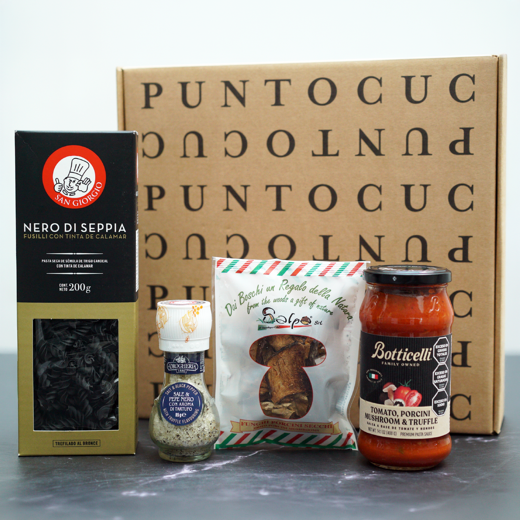 Caja funghi gourmet importados Italia trufa negra