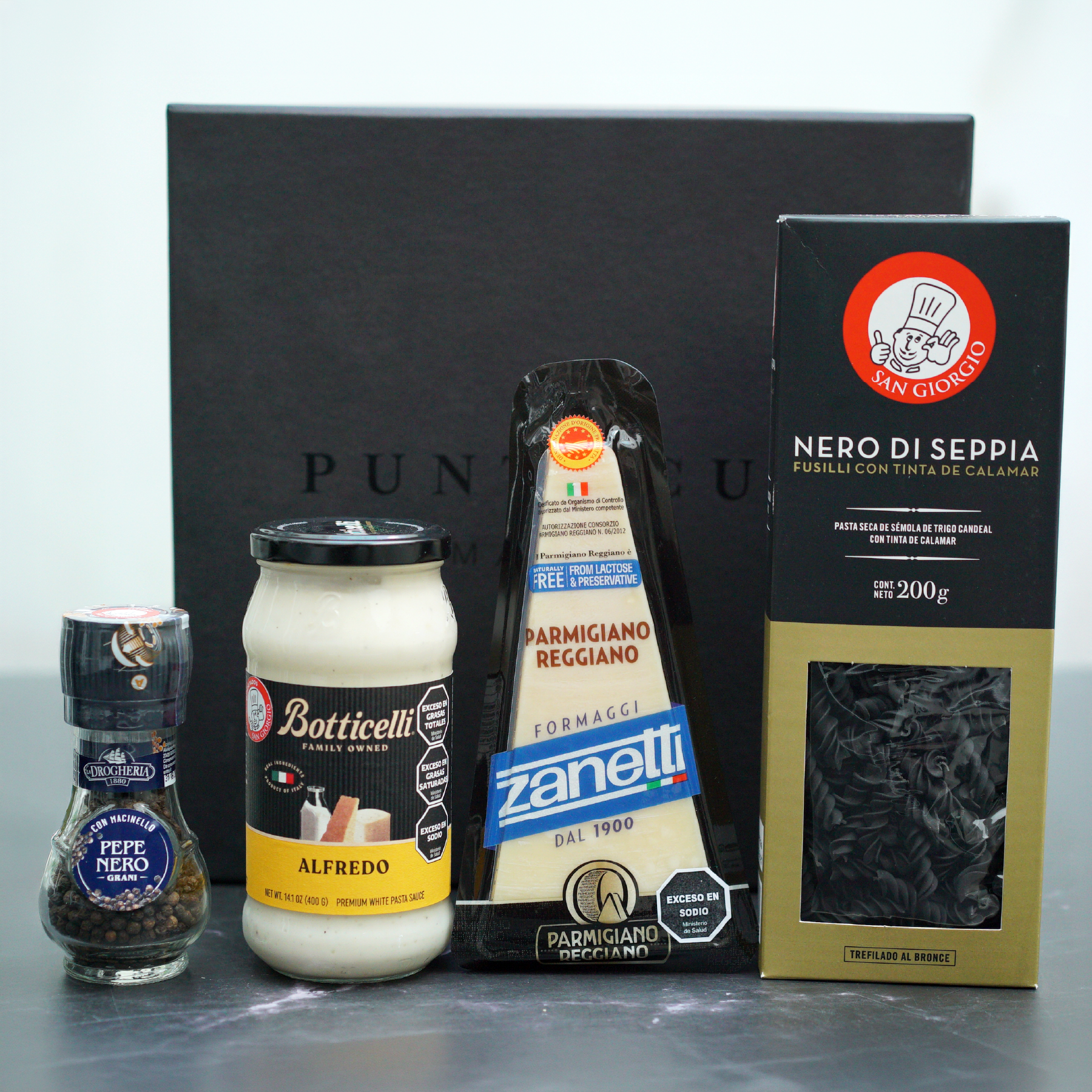 Caja pasta queso y salsa italia Puntocuc