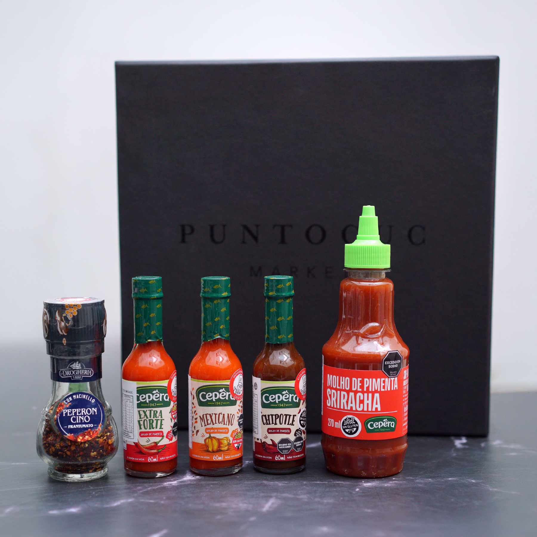 Box picantes peperoncino habanero chipotle sriracha Brasil Italia