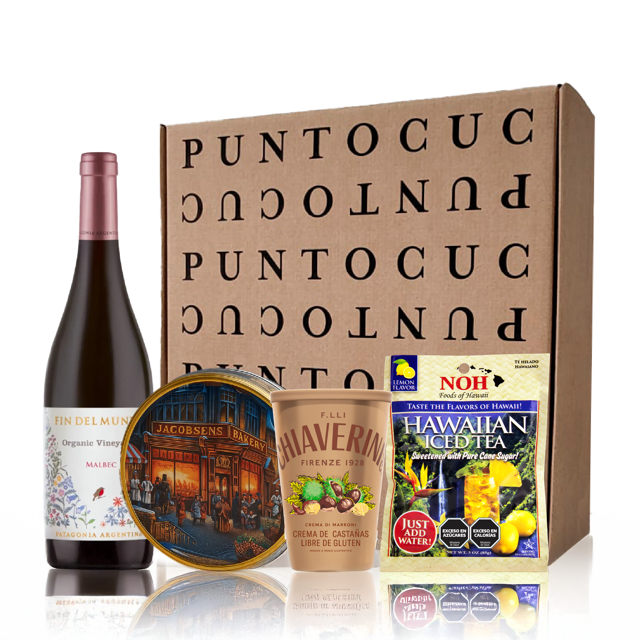 Caja de regalo vino dulces gourmet importado Puntocuc Market