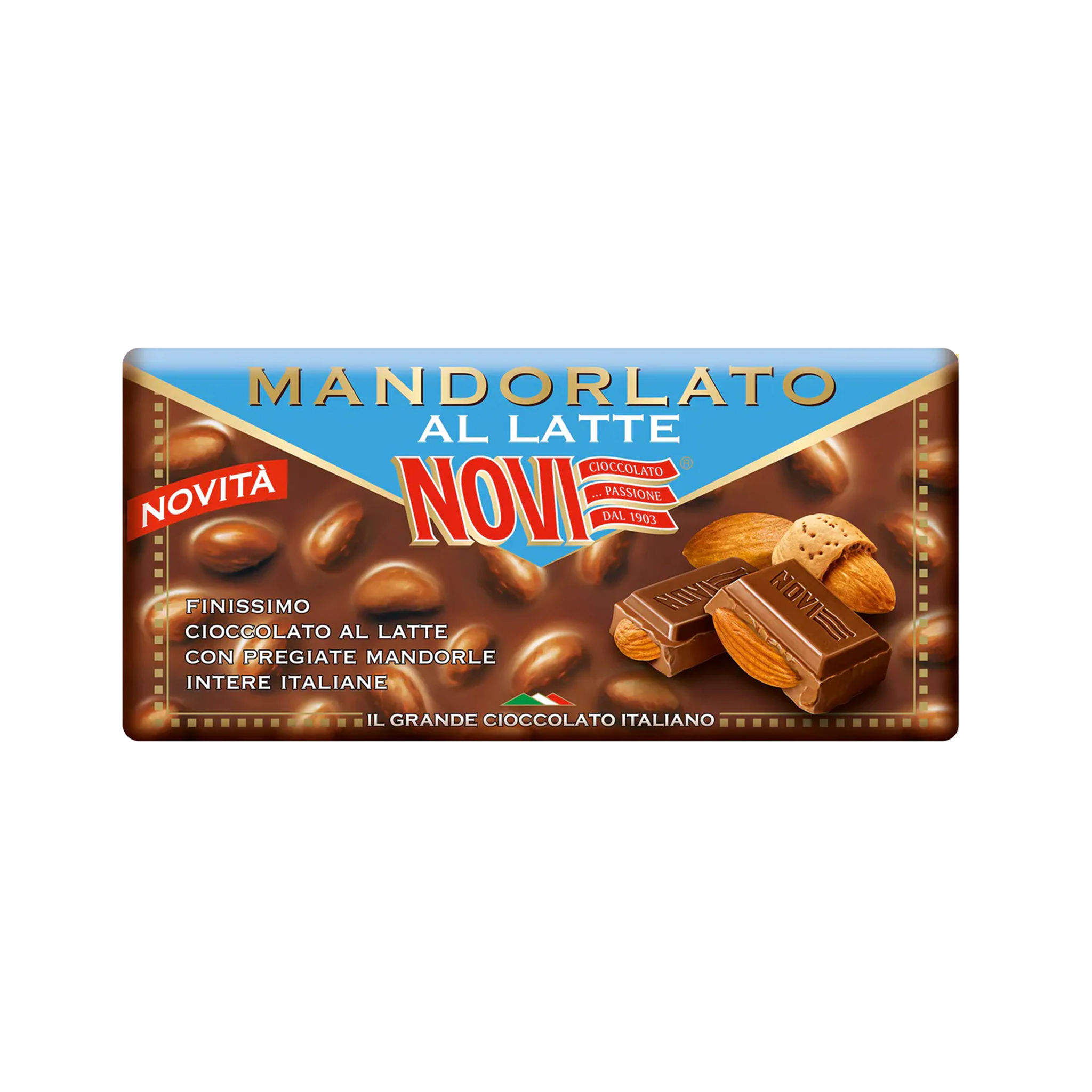Tableta chocolate con leche y almendras italiano NOVI