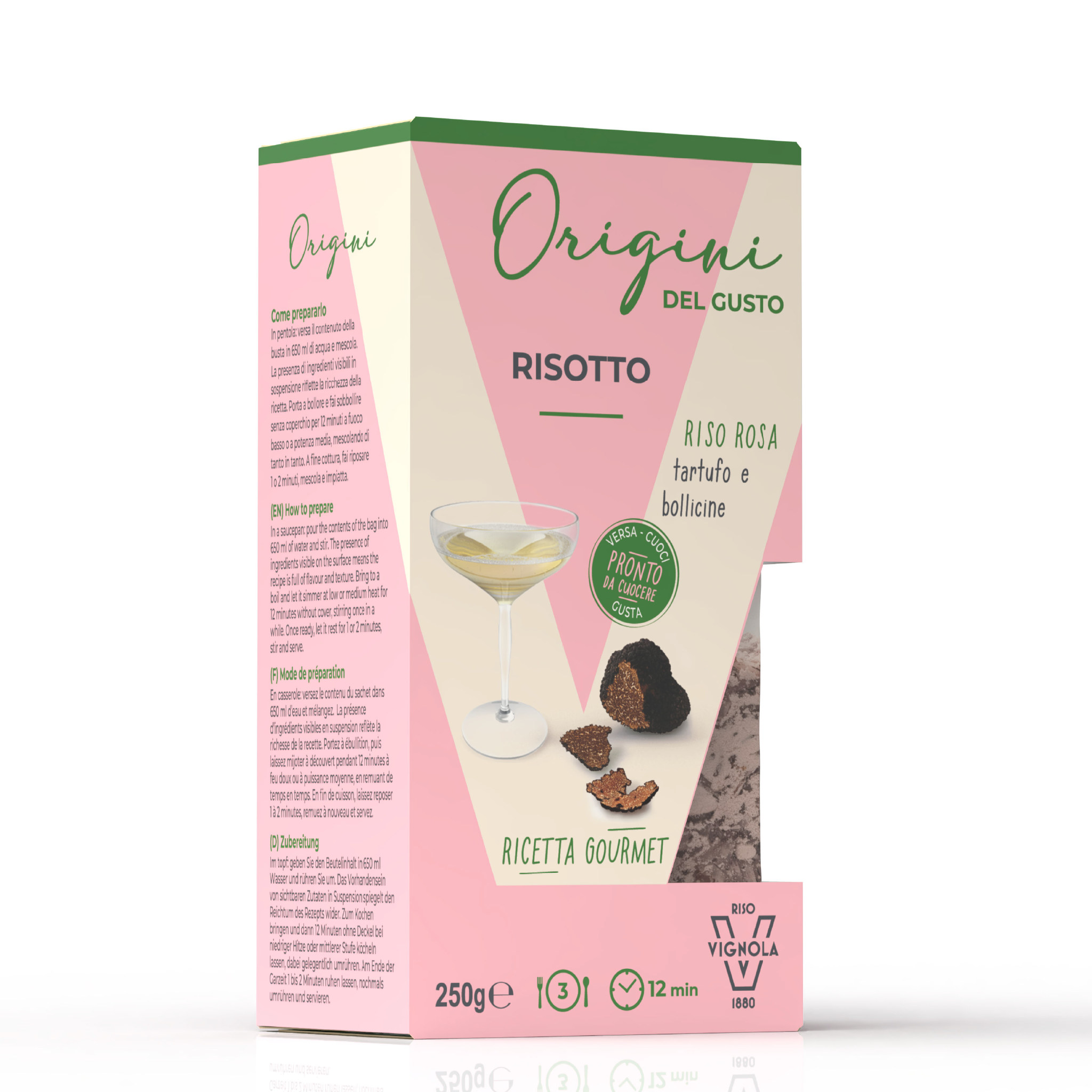 Risotto arroz rosa con trufa y espumante italiano Vignola
